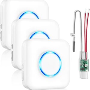 Extensor de timbre inalámbrico con receptor que se conecta al timbre cableado existente en timbre.