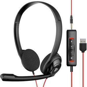 NUBWO HW02 Auriculares USB para computadora con micrófono de chat transparente.