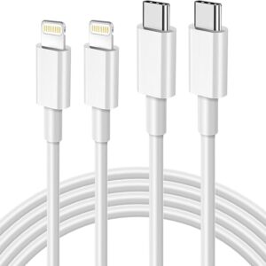 Paquete de 2 cables USB C a Lightning de 3 pies [certificado MFi de Apple].