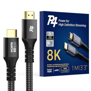 P4 Cable HDMI 2.1 certificado 8K – Cable trenzado de alta velocidad de 3.3 pies.