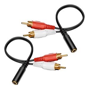 VCE Cable hembra de 0.138 in a 2 RCA macho estéreo de audio en Y, paquete de 2
