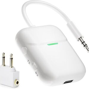 Nulaxy Transmisor de audio inalámbrico Bluetooth en vuelo para hasta 2 AirPods.