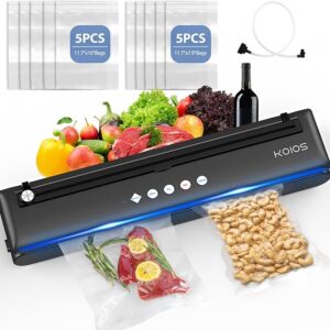 KOIOS Máquina selladora al vacío, sellador automático de alimentos con cortador.