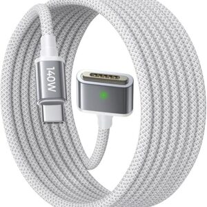 LISEN Cable USB-C a magnético 3 (6.6 pies) para cargador M4 MacBook Air Pro