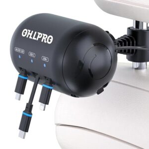 OHLPRO Estación de carga retráctil 3 en 1 para asiento trasero de automóvil, cargador rápido