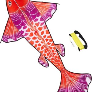 Cometa de carpa fácil de volar, cometa grande de 4.8 x 9.8 ft de una sola línea con tela.