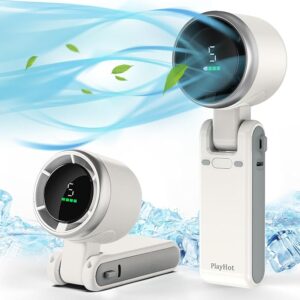 Ventilador turbo portátil de mano, viento de 5 engranajes, funciona con pilas