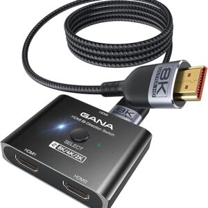GANA Interruptor HDMI 2.1, interruptor divisor HDMI bidireccional Ultra HD 8K.