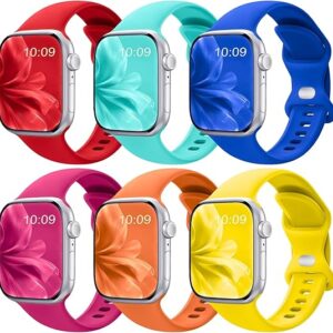 Paquete de 6 correas compatibles con Apple Watch para mujeres y hombres (en ves del rojo es verde)