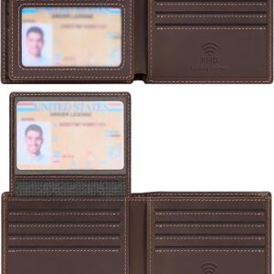 Travelambo Cartera de cuero genuino para hombre con caja de regalo.