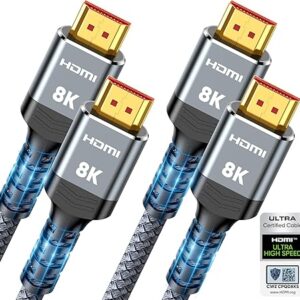 Paquete de 2 cables HDMI 2.1 de 10K 8K de 6.6 pies, certificado Highwings de 48 Gbps