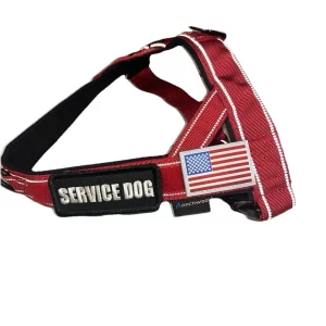 Arnés para perros de servicio dos parches, ajuste rápido a prueba de escape NEGRO medio