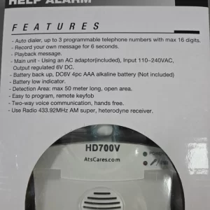 ATS Ayuda Alarma Personal Emergencia Llamada Marcador Automático