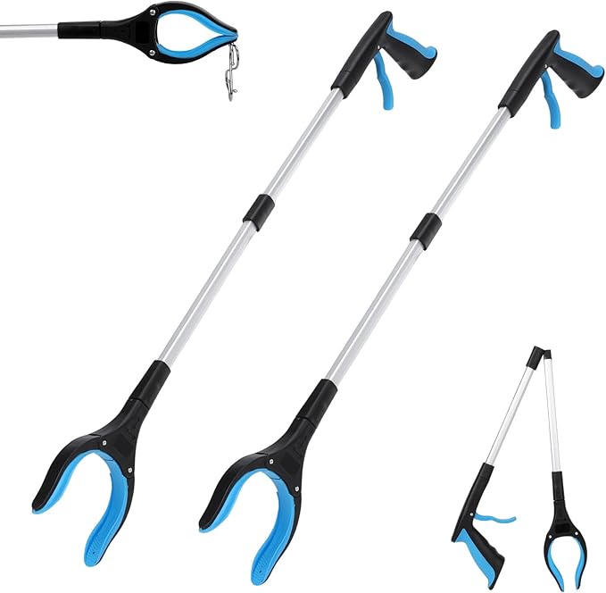 herramienta de agarre extra larga, paquete de 2 herramientas de recogida plegables