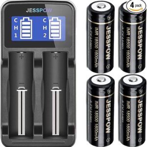 JESSPOW IMR 18500 - Baterías recargables con cargador, batería recargable (solo son 2 baterias).