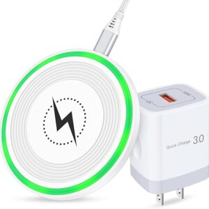 Alfombrilla de carga inalámbrica rápida de 15 W con adaptador QC para Samsung Galaxy