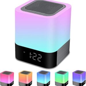 Luces nocturnas con altavoz Bluetooth, reloj despertador Bluetooth para niños.