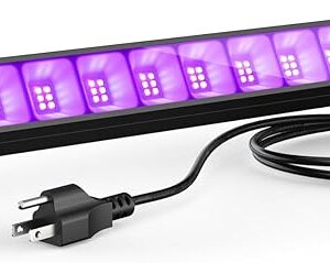 Barra de luz LED negra de 40 W para fiesta brillante, luz negra con enchufe e interruptor