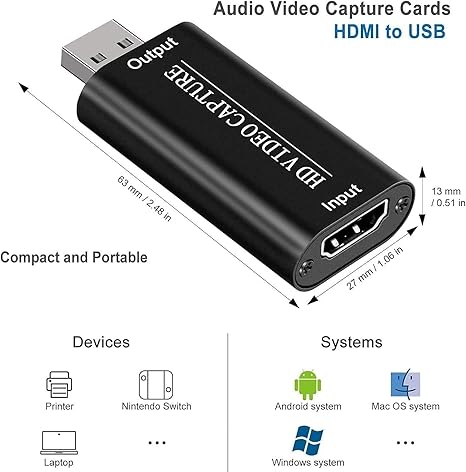 VIXLW Tarjeta de captura de video HDMI 4K, tarjeta Cam Link, adaptador de audio de juego HDMI - Imagen 4