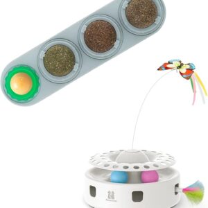 Potaroma 4 bolas de hierba gatera y juguete inteligente 3 en 1 para gatos.