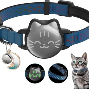 Collar de gato Airtag impermeable, collar de Airtag para gato con correa de patrón luminoso