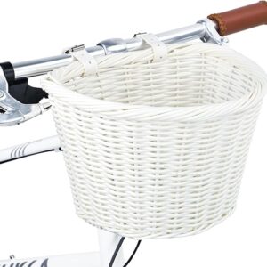 MEGHNA Cesta de bicicleta tejida elegante semicírculo grande para manillar de bicicleta