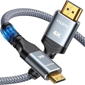 Highwings Cable mini HDMI a HDMI de 10 pies, 4K 60Hz de alta velocidad HDMI a Mini HDMI