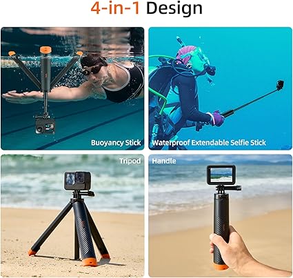 TELESIN 4 en 1 Selfie Stick Flotante Agarre de Mano Trípode Impermeable Extensible Selfie Monopod - Imagen 6