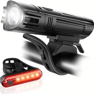 Ascher Ultra Bright USB Rechargeable Bike Light Set, Powerful Bicycle Front