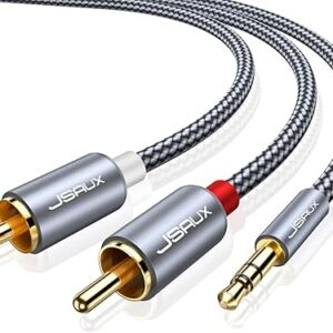 JSAUX Cable RCA a 0.138 in de 6.6 pies, adaptador auxiliar a RCA macho a macho