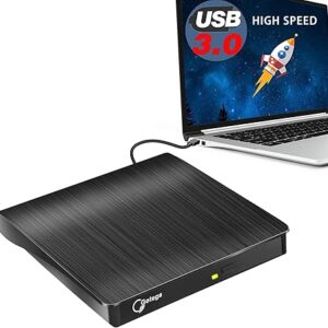 Gotega Unidad de DVD externa, USB 3.0 portátil +/-RW.
