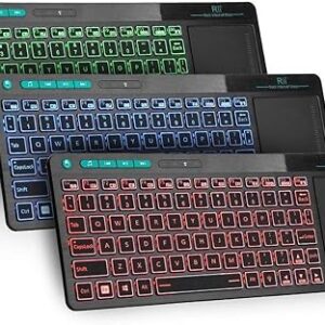 Teclado multimedia inalámbrico de 3 LED a color retroiluminado con panel táctil (es uno)
