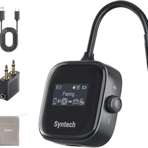 Syntech Transmisor Bluetooth de avión 5.4 Adaptador para 2 AirPods o auriculares, pantalla HD