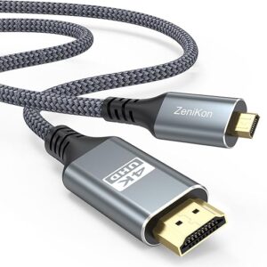 Cable micro HDMI a HDMI 4K de 6 pies, adaptador de cable HDMI a micro HDMI de alta velocidad