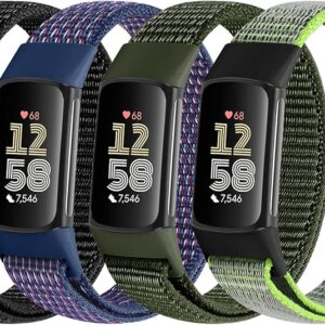 Paquete de 4 correas de reloj de nailon compatibles con Fitbit Charge 6/Fitbit Charge 5