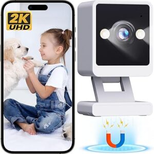 Cámara interior, cámaras 2K para seguridad en el hogar con visión nocturna a color y sirena