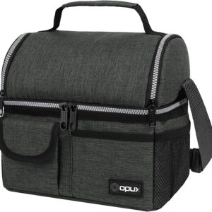 Opux - Bolsa de almuerzo aislada de doble compartimento para hombres y mujeres | Bolsa de almuerzo