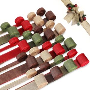 Hotop 32 rollos de cintas navideñas con borde de alambre de 175 yardas