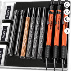 Four Candies Juego de Lápices Mecánicos de 3 Pzas de 1,3 Mm con Estuche, Lápices de Carpintero