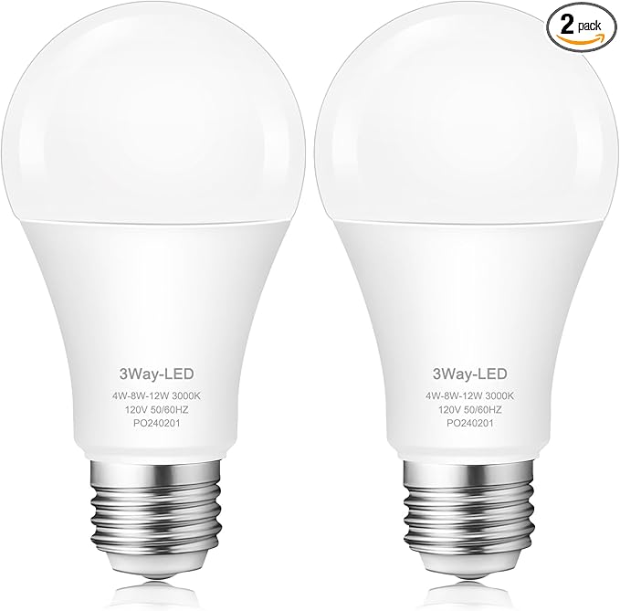 Bombillas de 3 vías 30 70 100 blanco cálido, A19 3000K, 4/8/12 W ahorro de energía - Imagen 6