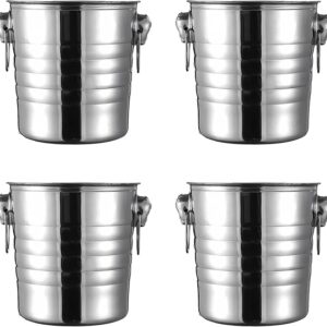4 cubos de acero inoxidable para champán, cubo de hielo de doble pared de 3 cuartos de galón