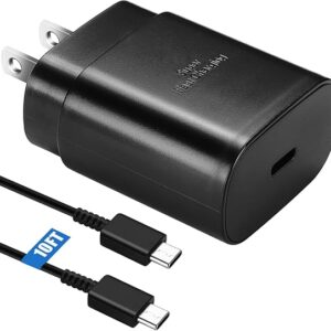 S25 S24 S23 S22 Samsung Cargador rápido USB tipo C, cargador de teléfono Android de 25 W