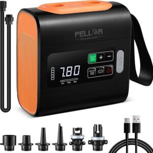 PELLOR Bomba eléctrica de tabla de remo, bomba de aire eléctrica SUP de alta presión de 22 PSI
