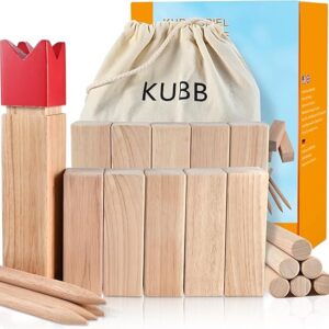 Juego grande de Kubb Yard con bolsa de transporte, juego de juegos de ajedrez vikingo