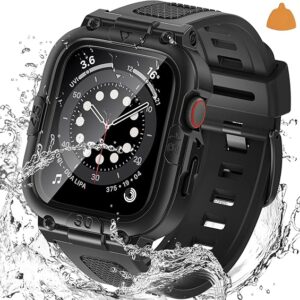 Goton Funda impermeable 3 en 1 con correa para Apple Watch con protector de pantalla