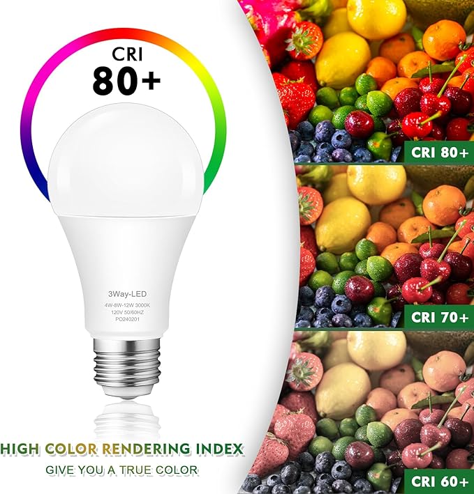 Bombillas de 3 vías 30 70 100 blanco cálido, A19 3000K, 4/8/12 W ahorro de energía - Imagen 3