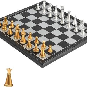 Mini juego de ajedrez de viaje Magnetic Vikutu 7.5 pulgadas Tablero de ajedrez plegable pequeño