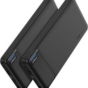 AsperX Power Bank, 2 Piezas 10000mAh Batería Externa Carga Rapida, Batería Portatil USB C Input