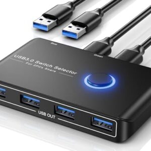 Selector de interruptor USB 3.0 para 2 computadoras, conmutador USB para compartir 4 dispositivos