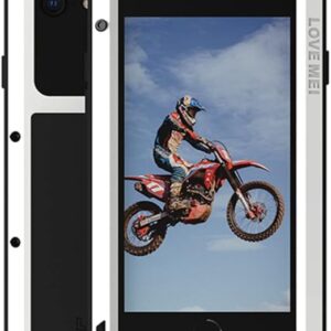 LOVE MEI Funda para iPhone SE 3 2022, resistente al aire libre, parachoque, aluminio (blanco)